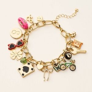 Gold Charm Bracelet with Colorful Accents